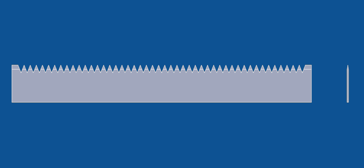 Cuchilla recta con dientes en V de 12" de longitud, número de pieza 91095